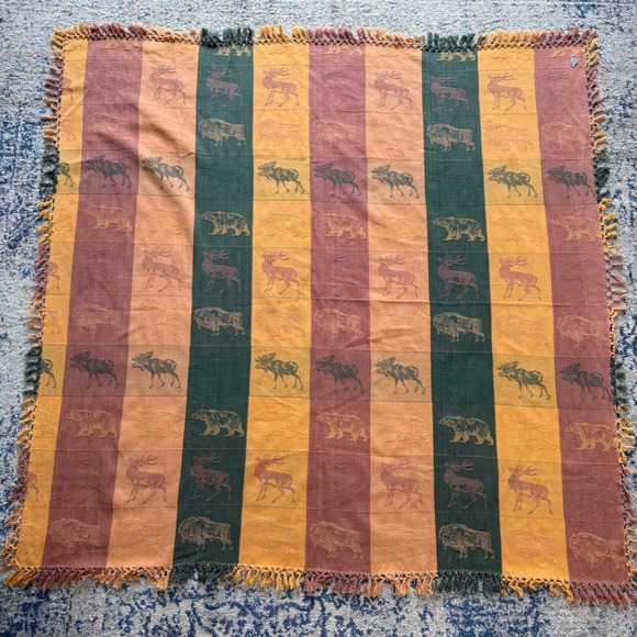 Artisans Inc Other - Artisans Inc Wildlife Handloomed Cotton Throw Blanket 56x56 Multicolor Lodgecore